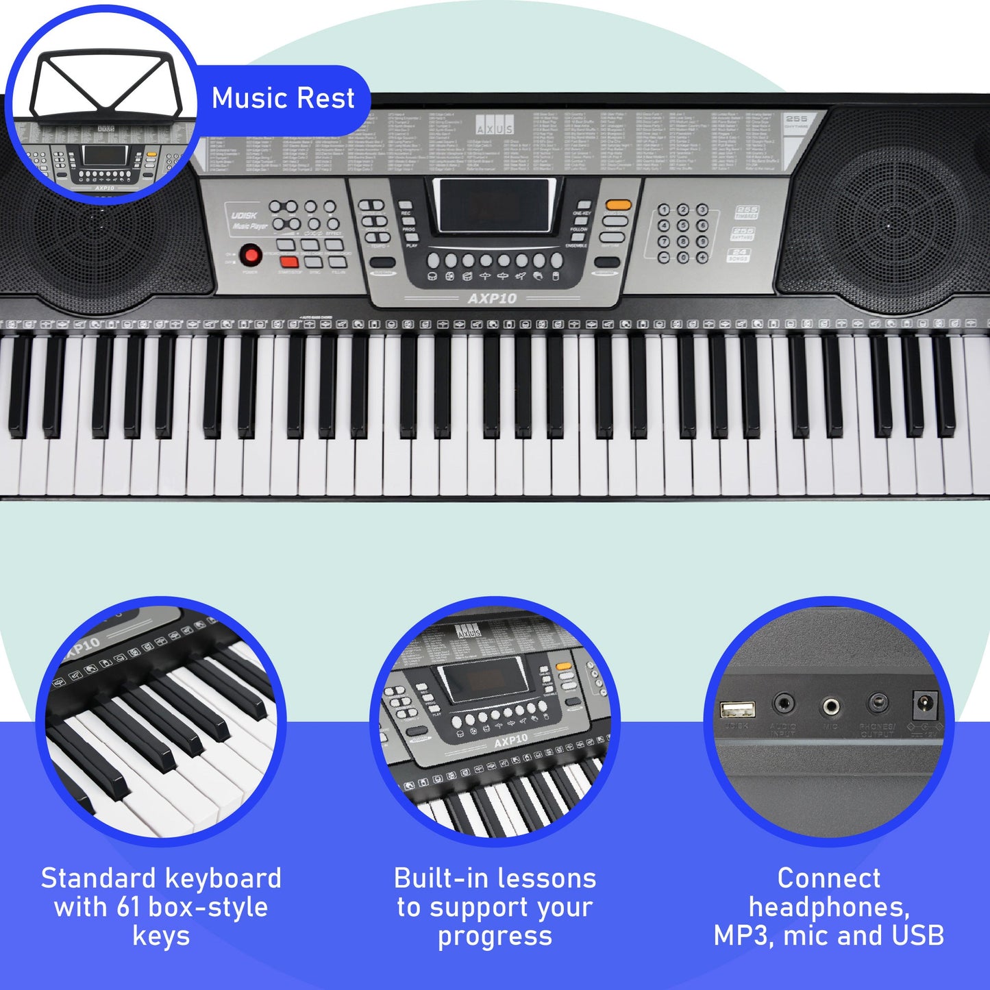Axus AXP10 Portable Keyboard Pack