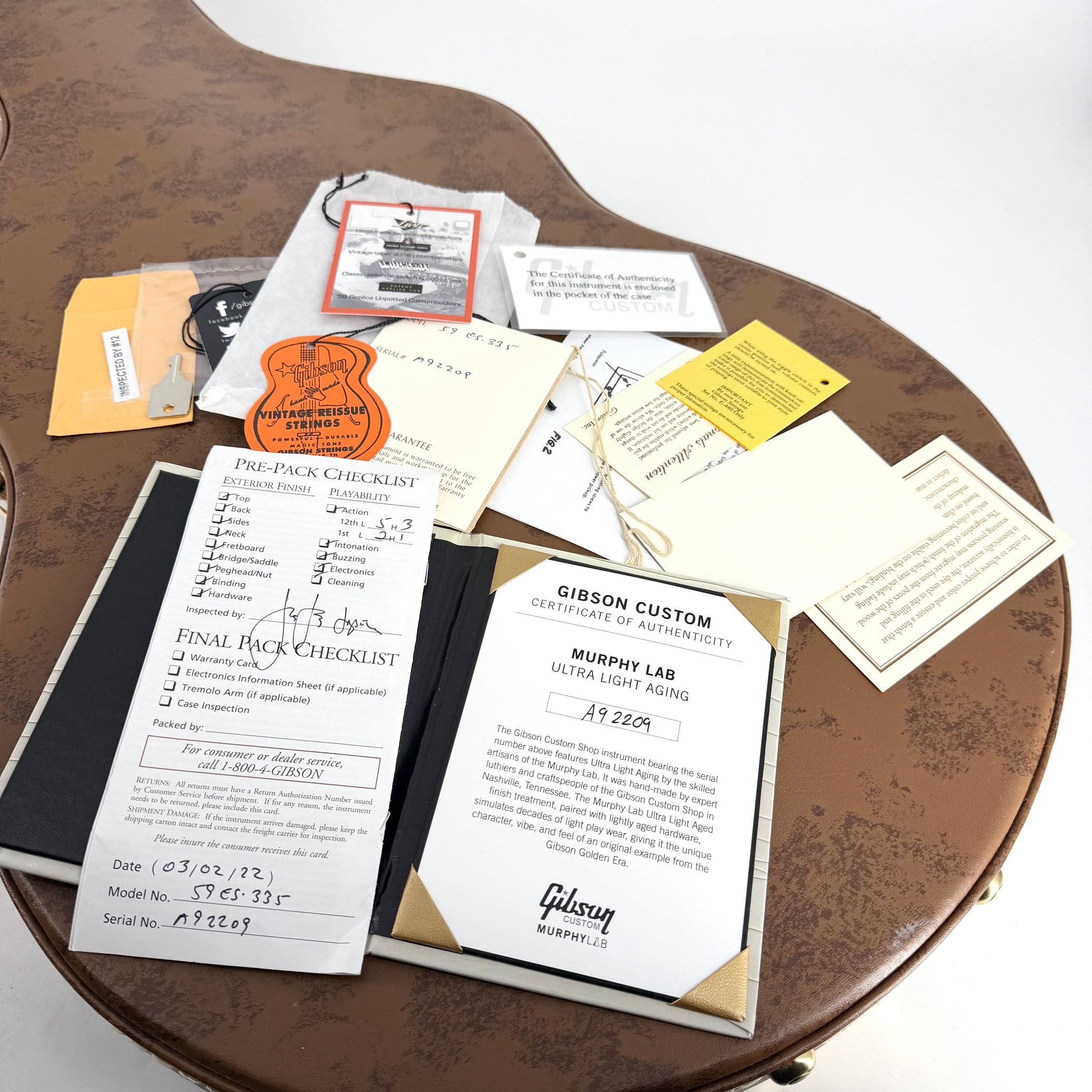 2022 Gibson Custom Shop Murphy Lab '59 ES-335 Ultra Light Aged - Ebony | Tonebay