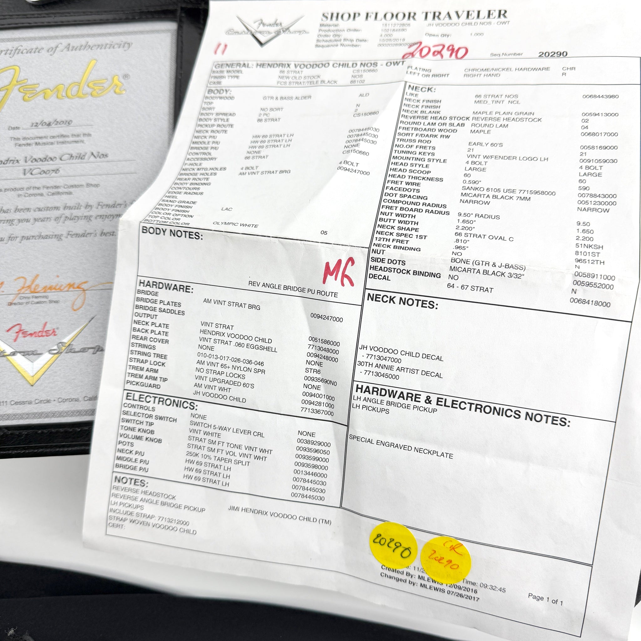 2019 Fender Custom Shop Jimi Hendrix Voodoo Child Stratocaster NOS - Olympic White | Tonebay