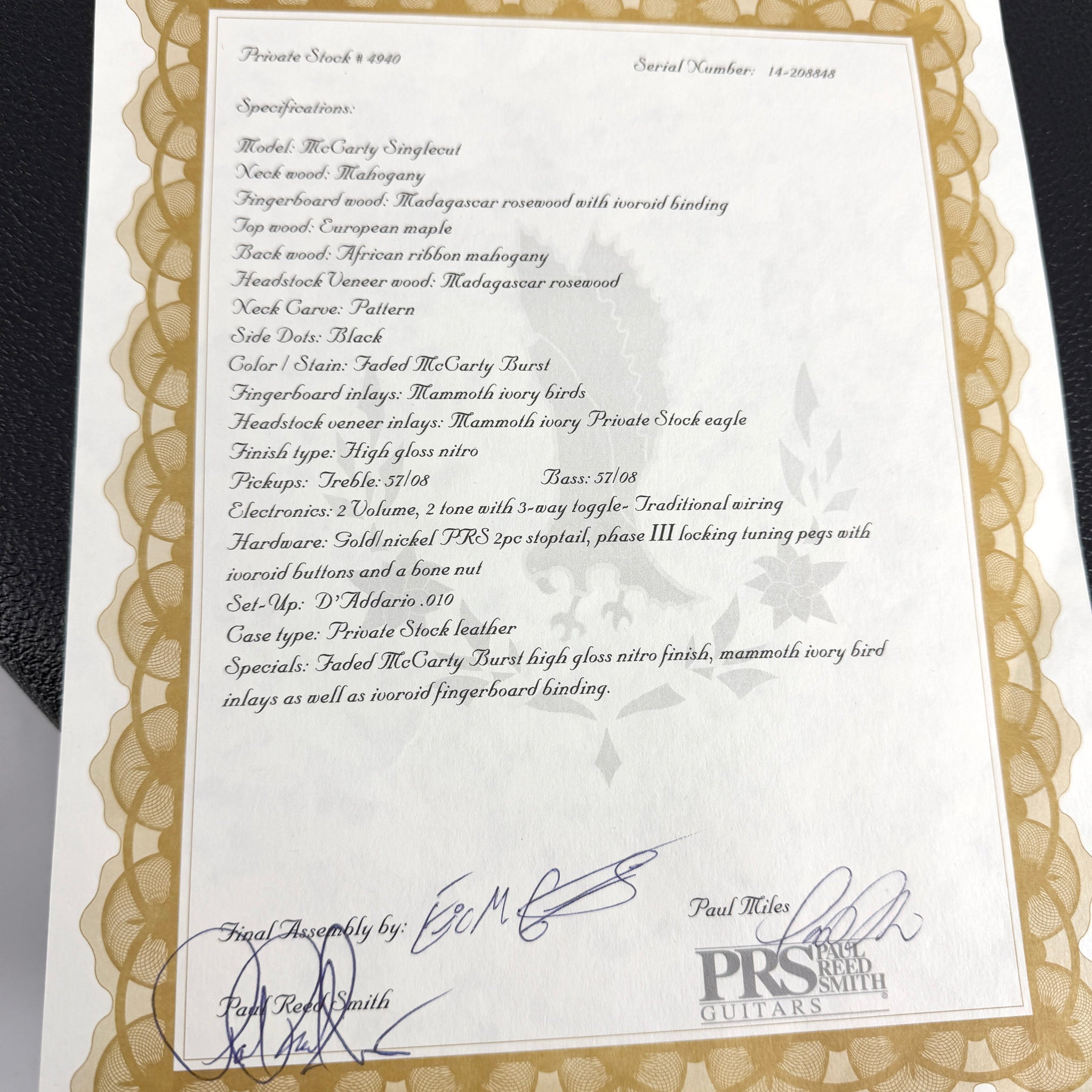 2014 PRS Private Stock McCarty Singlecut – Faded McCarty Sunburst | Tonebay