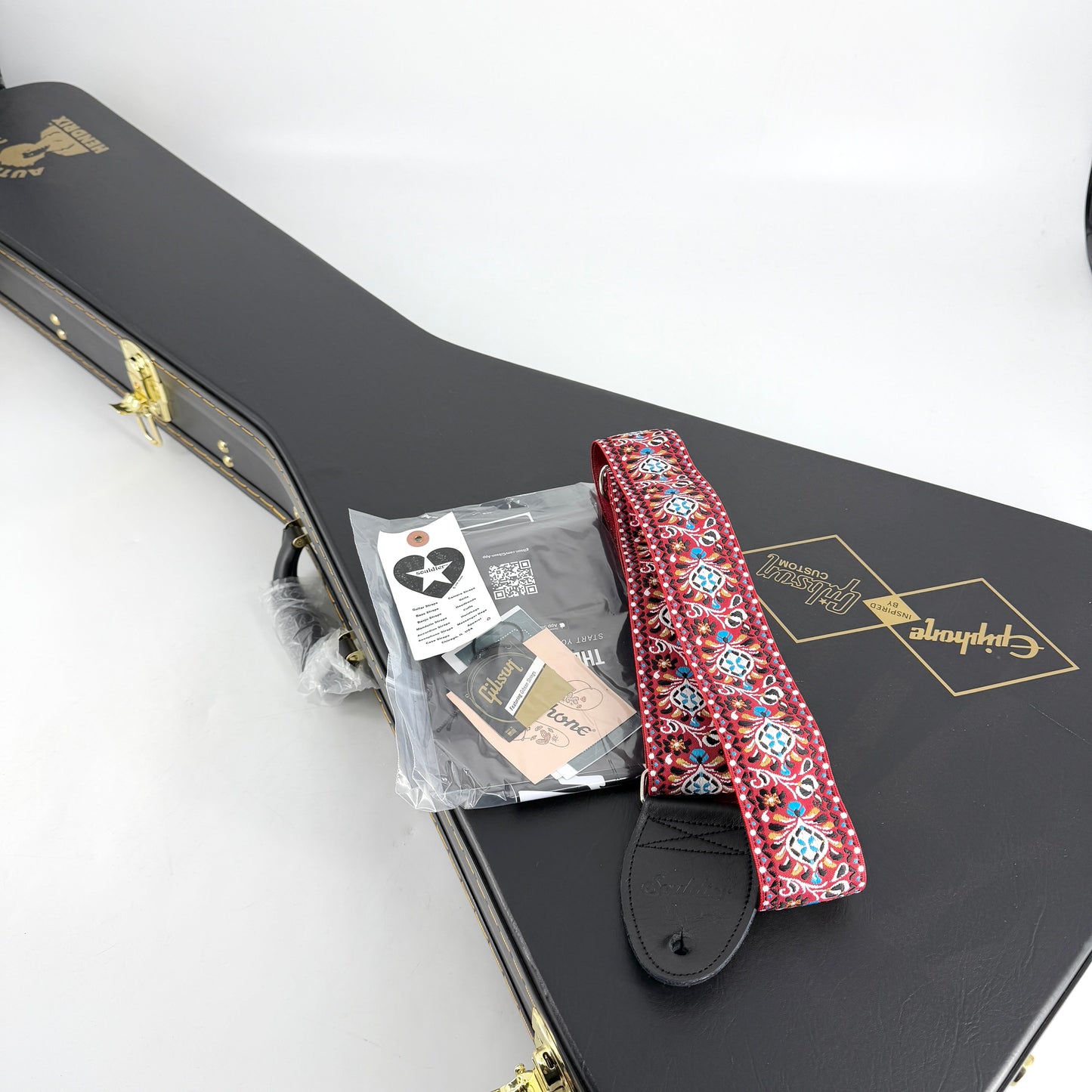 2024 Epiphone Inspired by Gibson Custom Jimi Hendrix Love Drops Flying V - Ebony | Tonebay