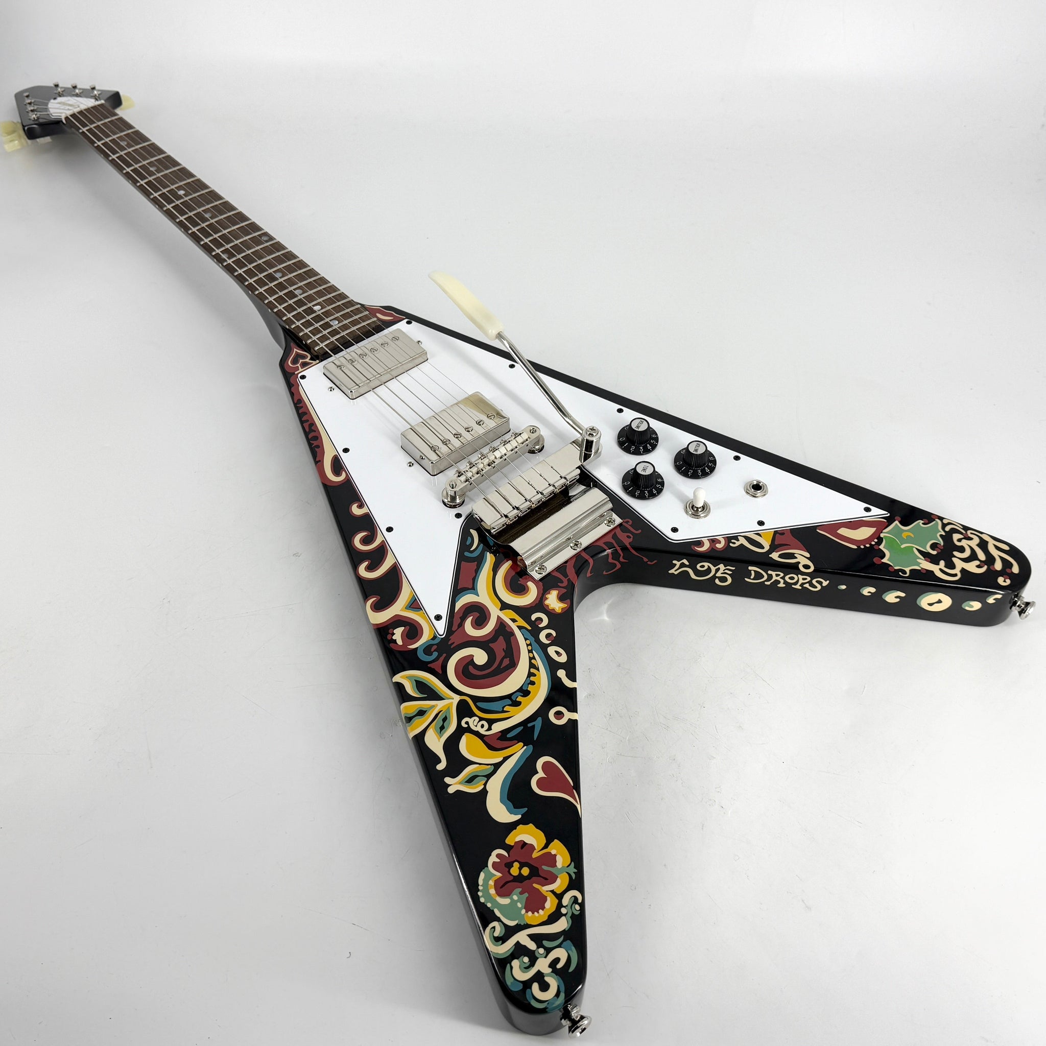 2024 Epiphone Inspired by Gibson Custom Jimi Hendrix Love Drops Flying V - Ebony Default Title | Tonebay