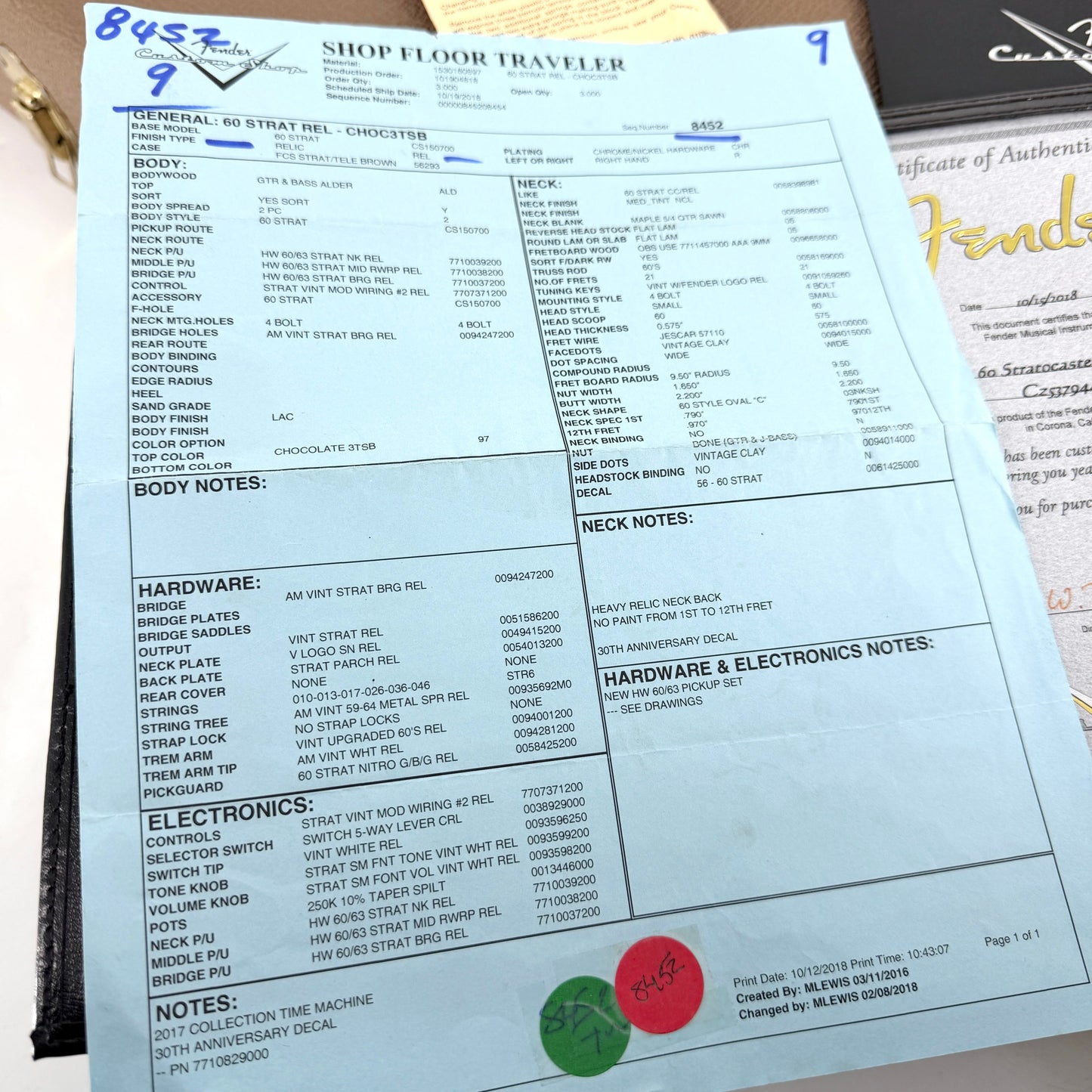 2018 Fender Custom Shop 60 Stratocaster Relic – Chocolate 3 Tone Sunburst | Tonebay