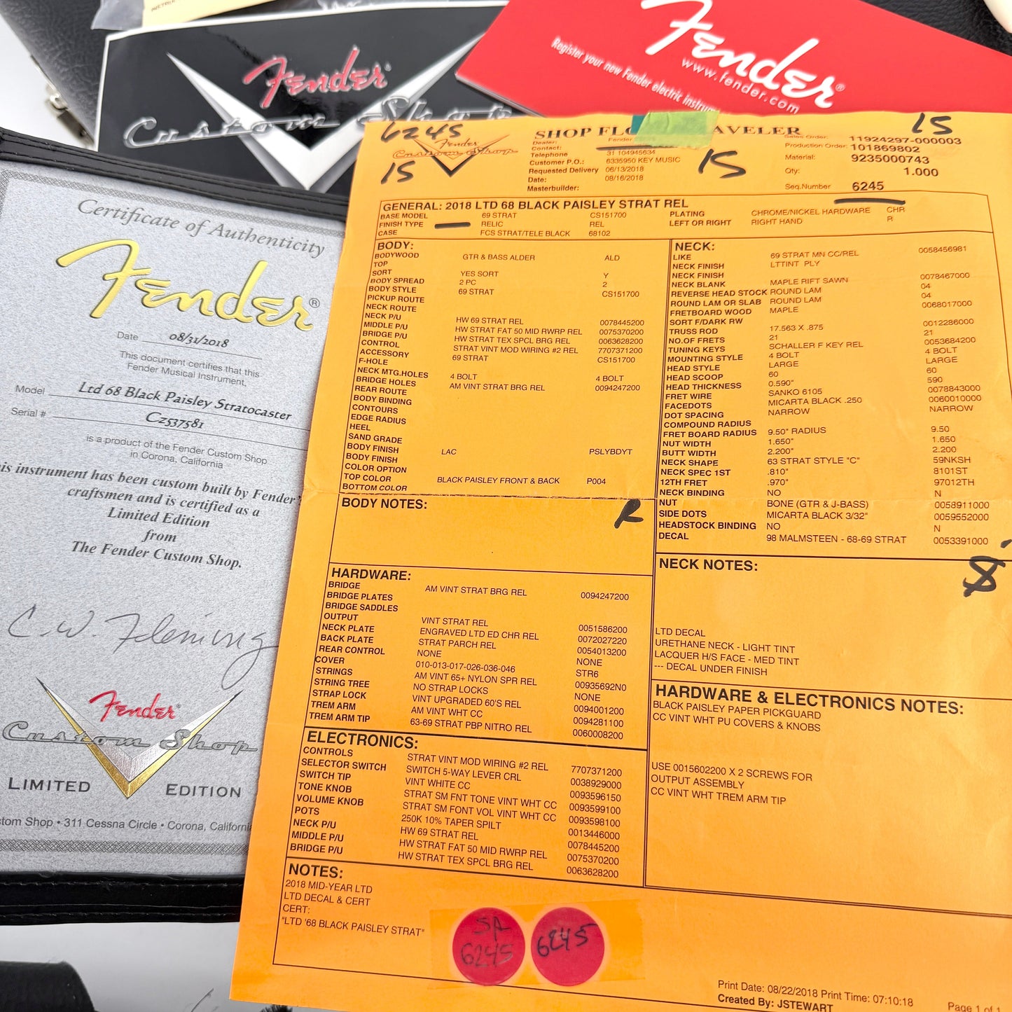 2018 Fender Custom Shop Limited Edition ’68 Stratocaster Relic - Black Paisley | Tonebay