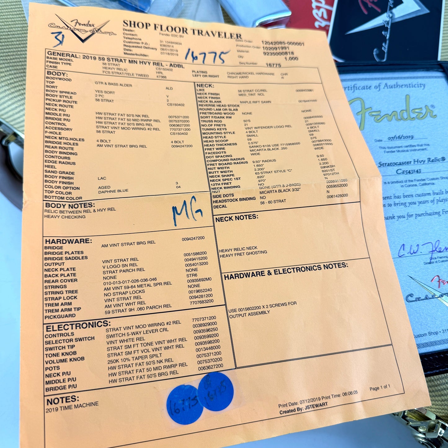 2019 Fender Custom Shop ‘59 Stratocaster Heavy Relic – Aged Daphne Blue | Tonebay