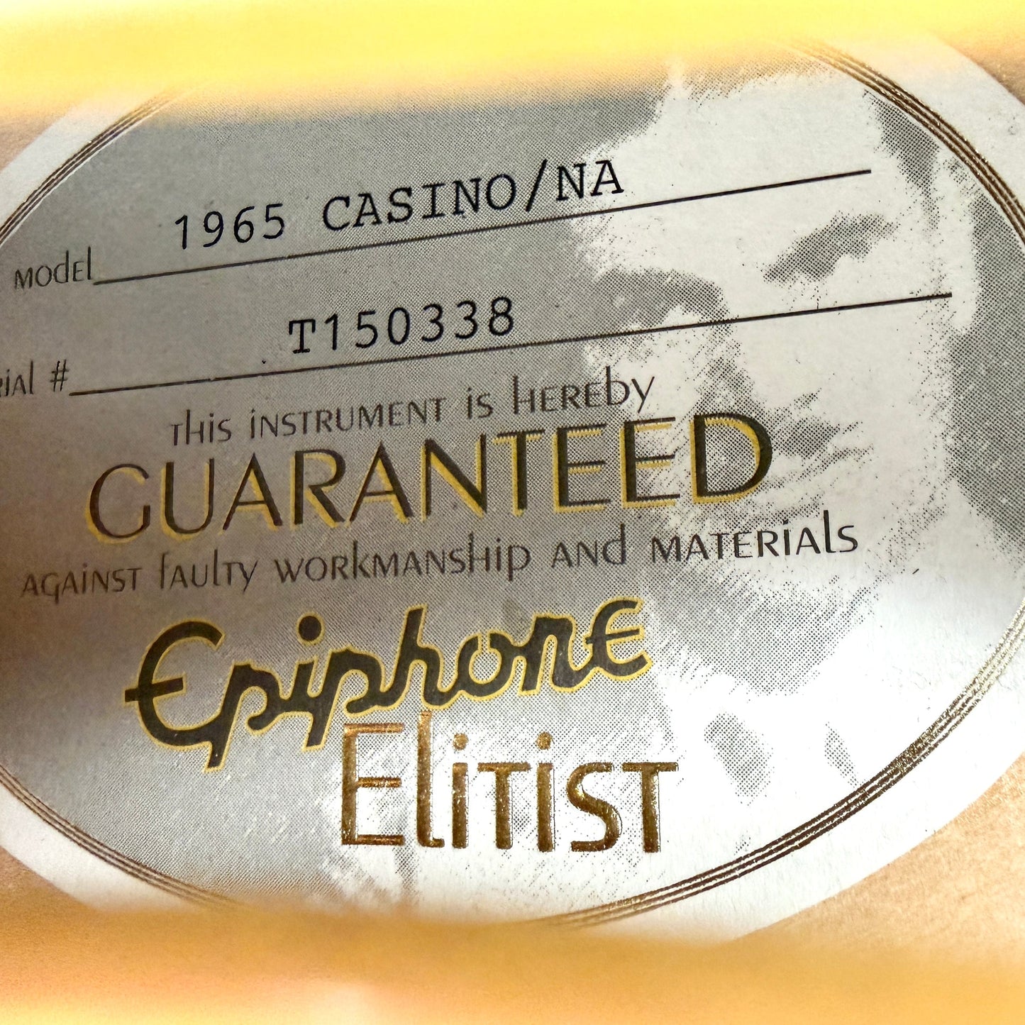 2015 Epiphone Japan Elitist 1965 Casino - Natural | Tonebay