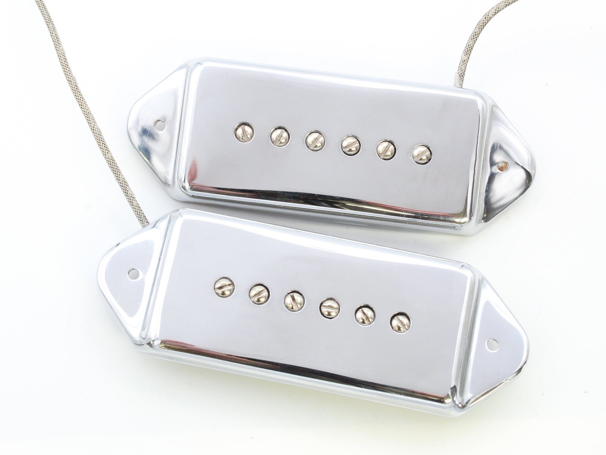 Chrome cover Epiphone Casino / Wildkat dog ear style Sea Smoke P90 set | Tonebay