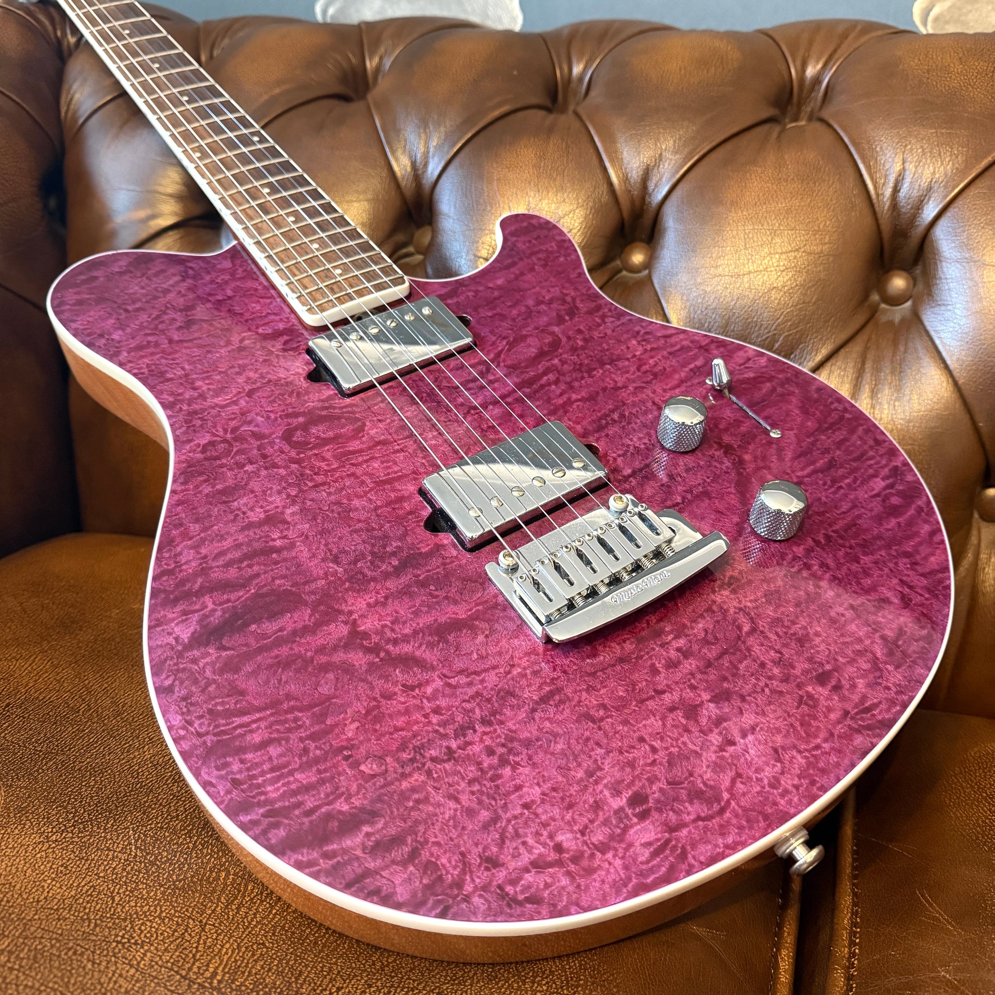 2018 Ernie Ball Music Man BFR Limited Edition Axis Super Sport HH Tremolo - Light Purple Quilt | Tonebay