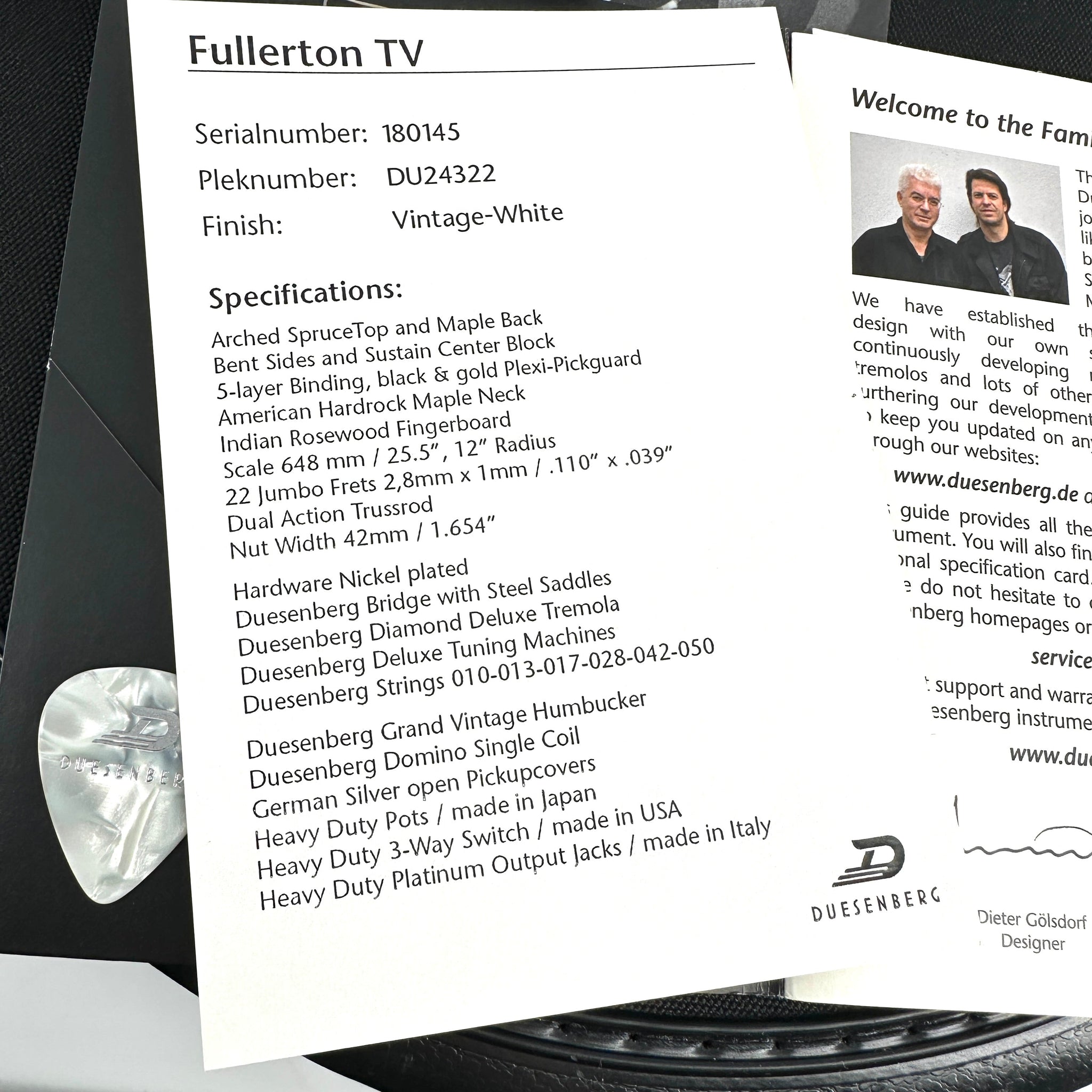 2018 Duesenberg Starplayer Fullerton TV - Vintage White | Tonebay