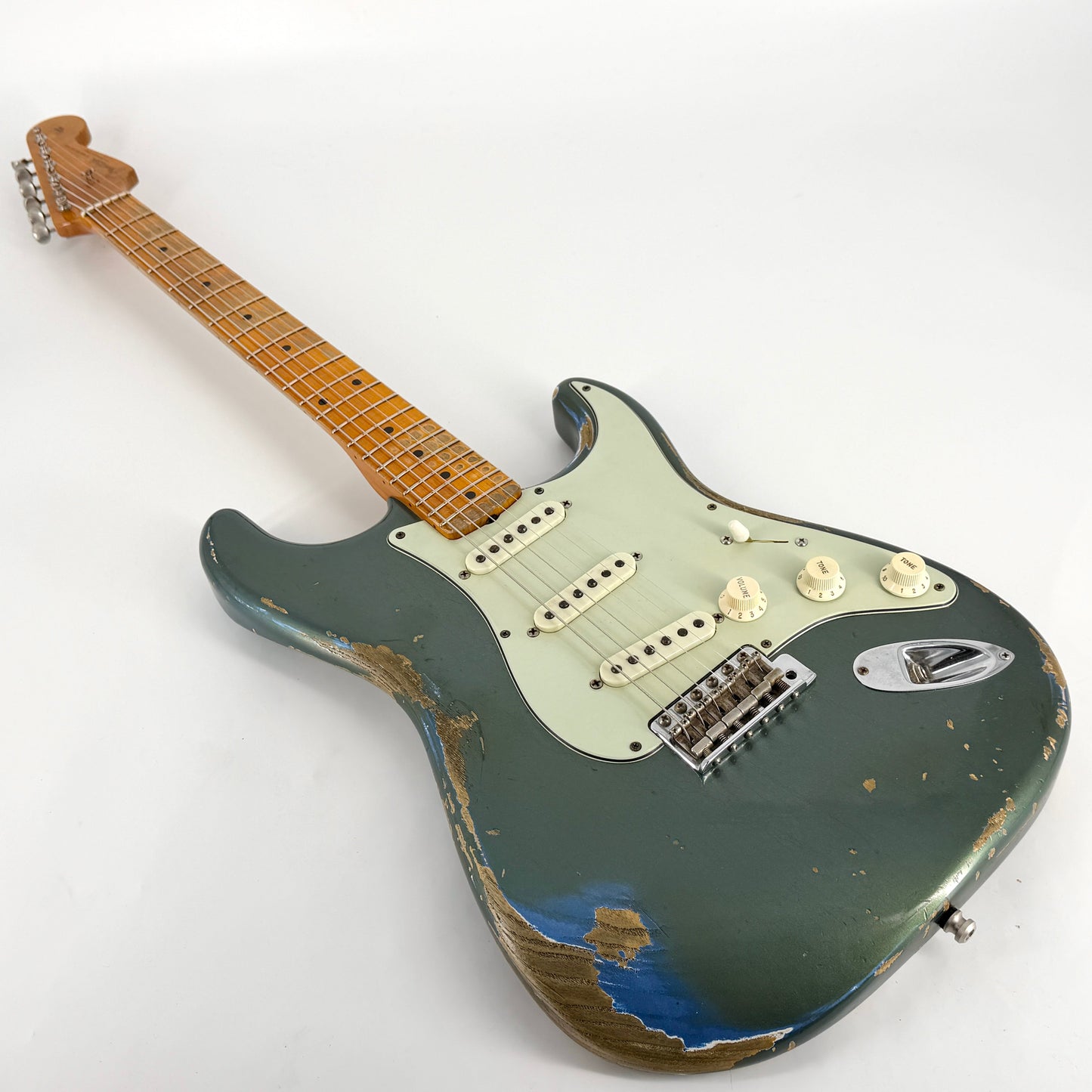 2016 Fender Custom Shop Ltd Edition '59 Stratocaster Heavy Relic - Olive Drab Green over Lake Placid Blue Default Title | Tonebay