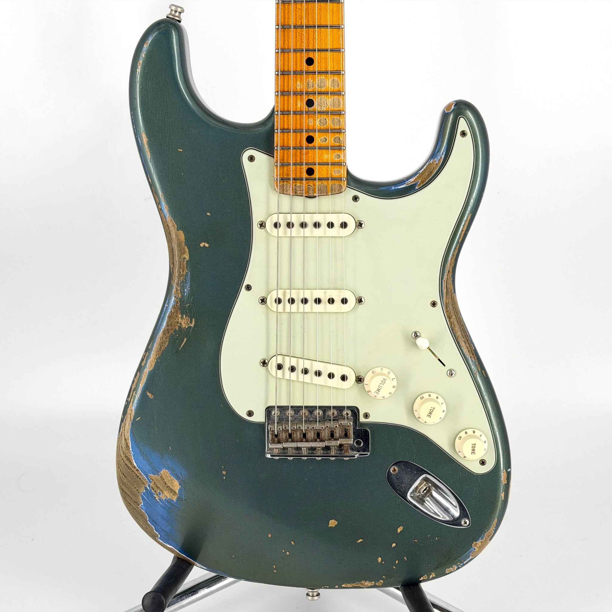 2016 Fender Custom Shop Ltd Edition '59 Stratocaster Heavy Relic - Olive Drab Green over Lake Placid Blue | Tonebay