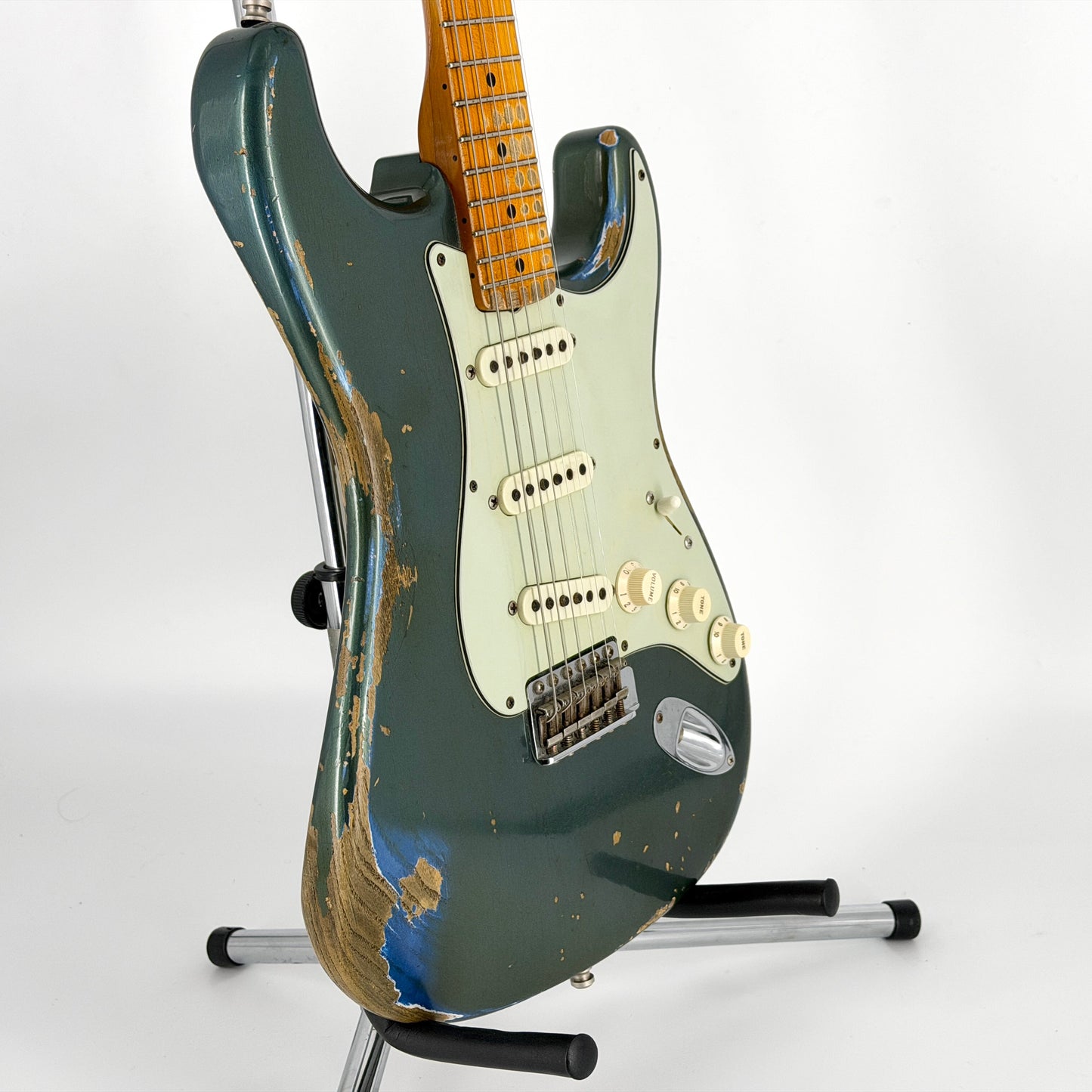 2016 Fender Custom Shop Ltd Edition '59 Stratocaster Heavy Relic - Olive Drab Green over Lake Placid Blue | Tonebay