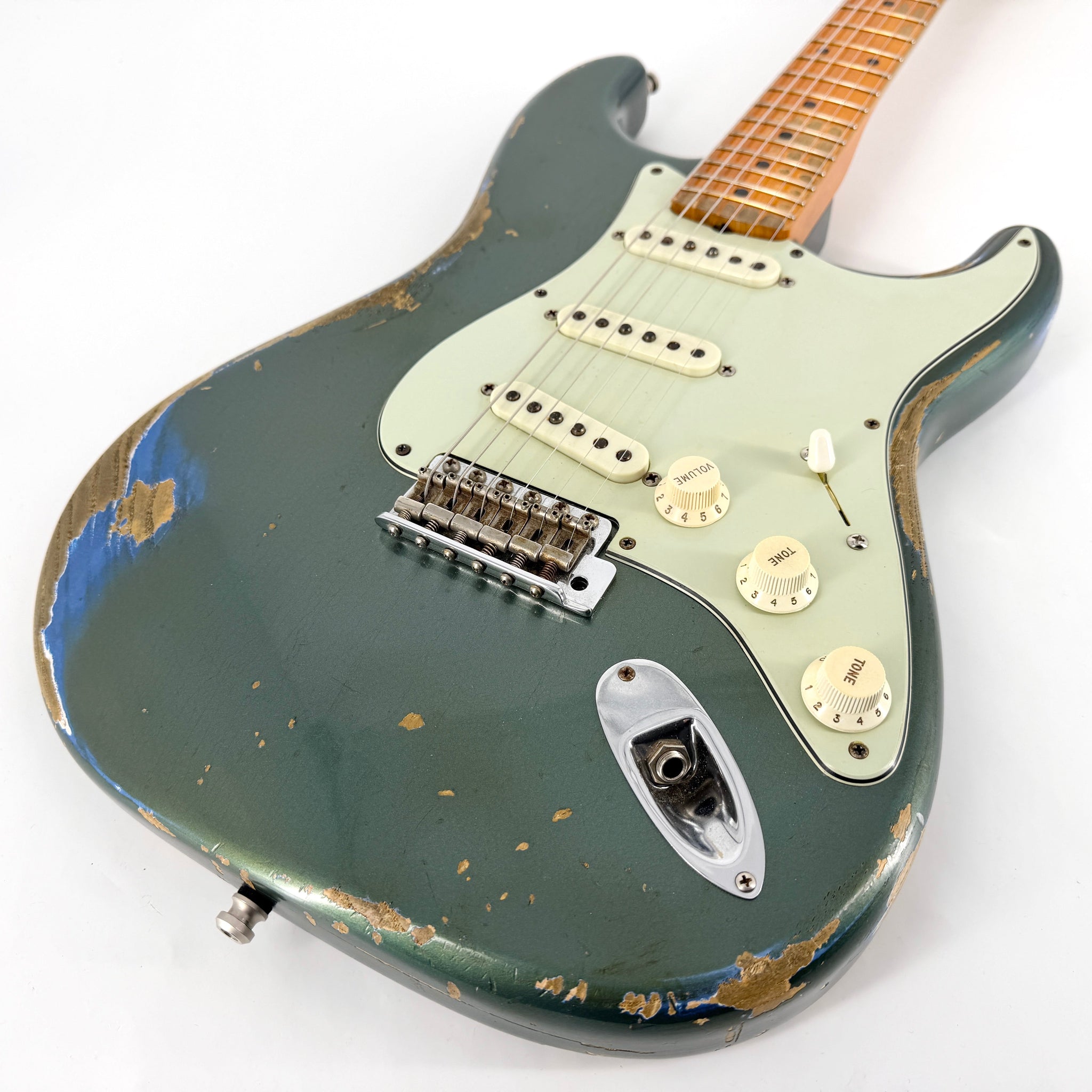 2016 Fender Custom Shop Ltd Edition '59 Stratocaster Heavy Relic - Olive Drab Green over Lake Placid Blue | Tonebay