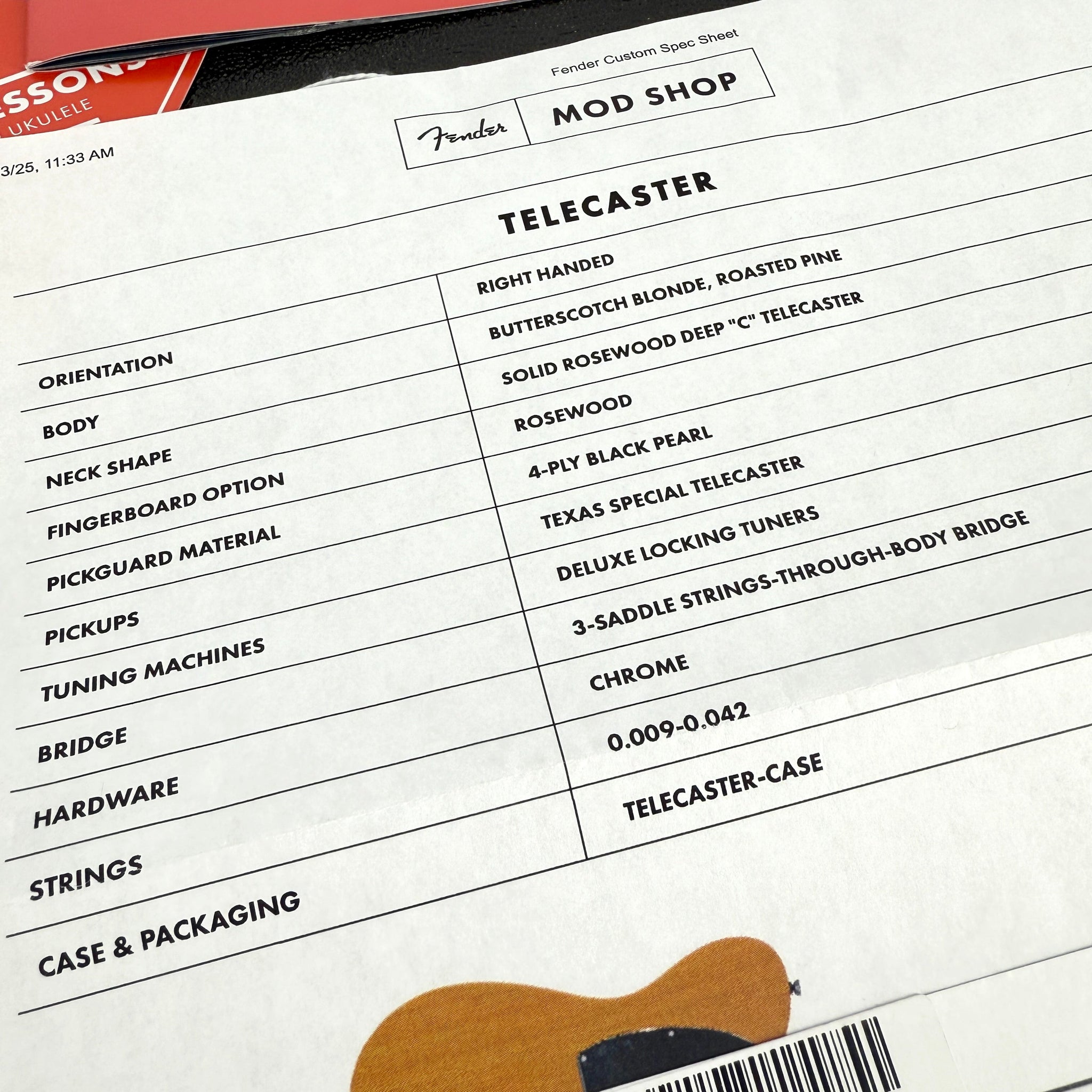 2024 Fender American Mod Shop Telecaster Solid Rosewood Neck – Butterscotch Blonde | Tonebay