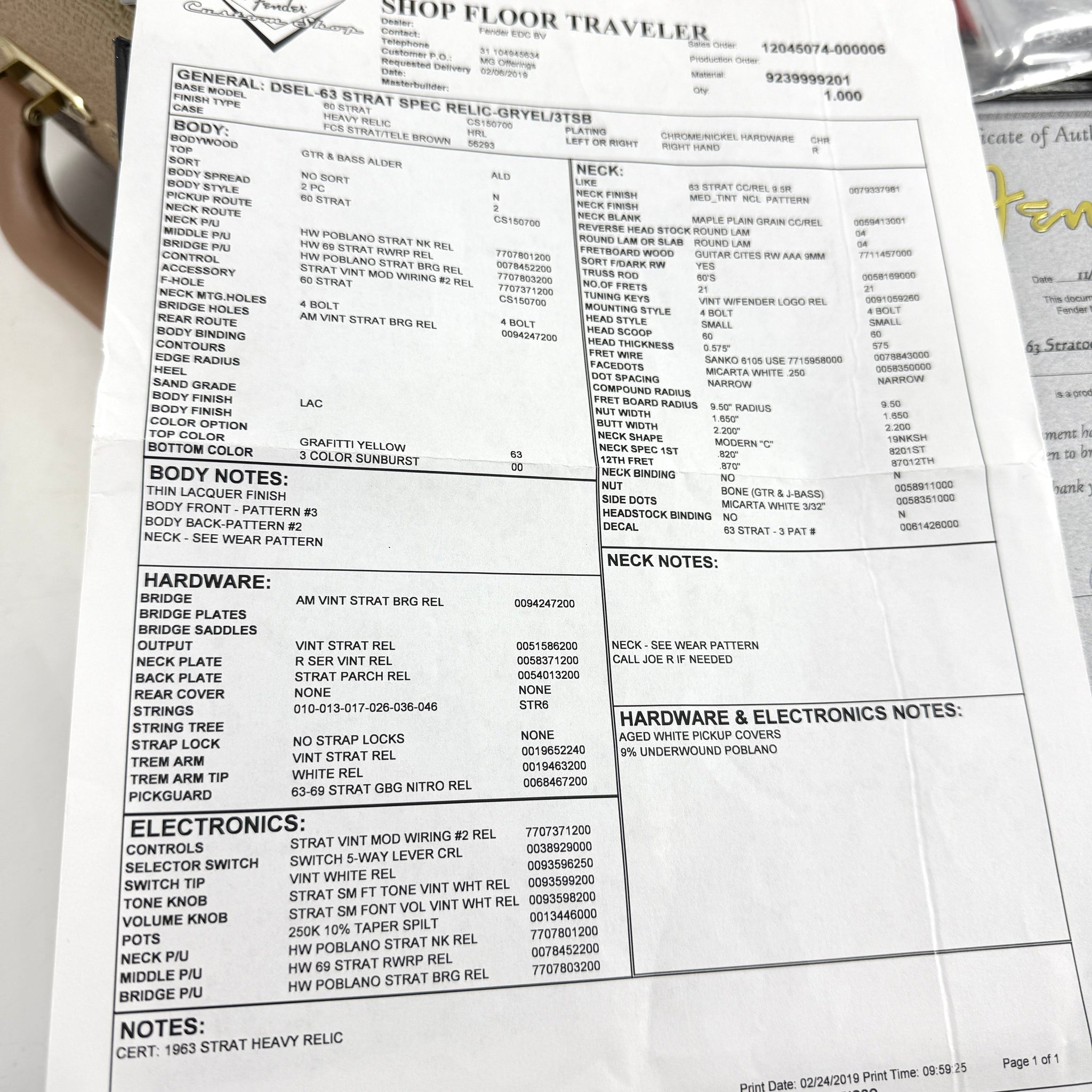 2018 Fender Custom Shop '63 Special Stratocaster Heavy Relic - Graffiti Yellow over Sunburst | Tonebay