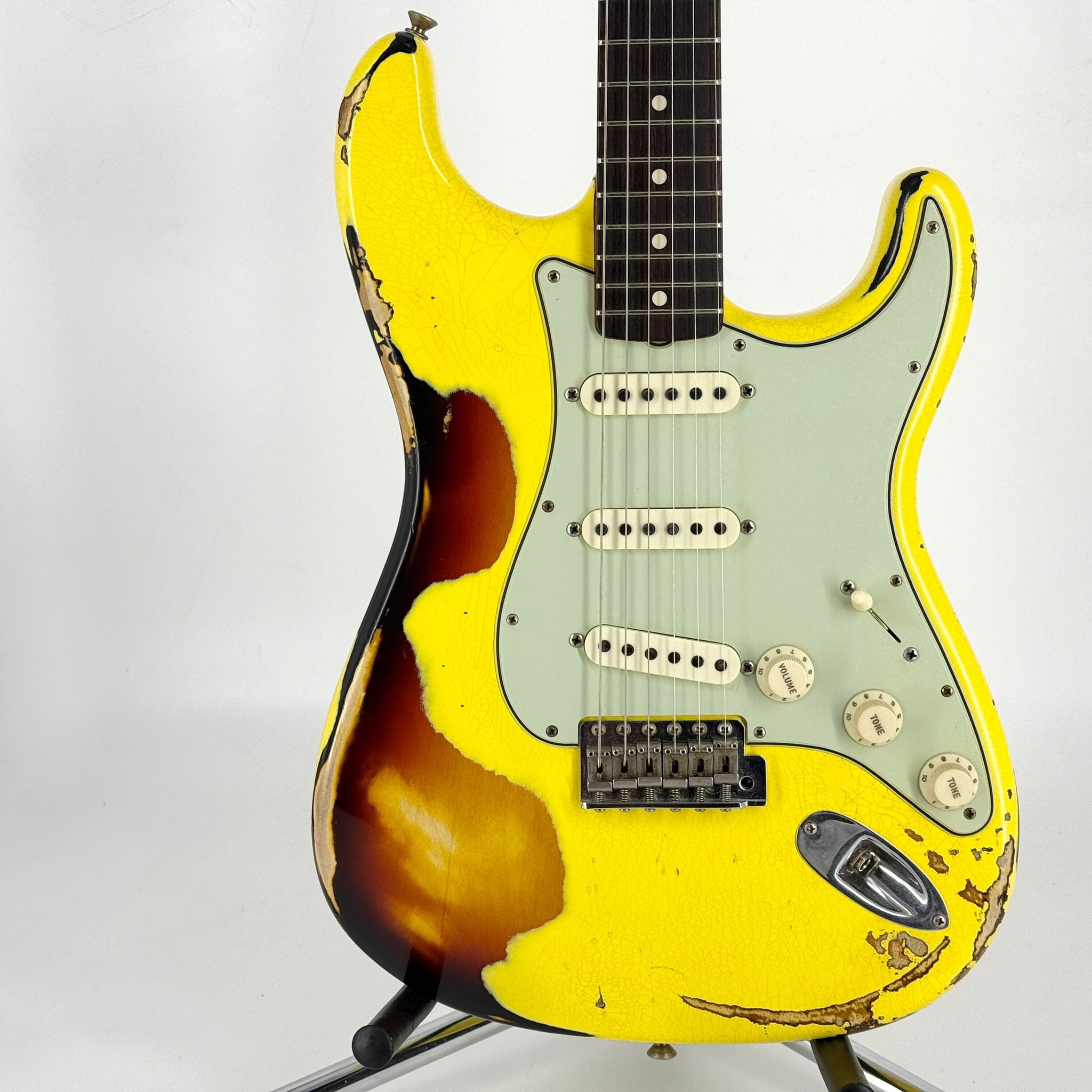 2018 Fender Custom Shop '63 Special Stratocaster Heavy Relic - Graffiti Yellow over Sunburst | Tonebay